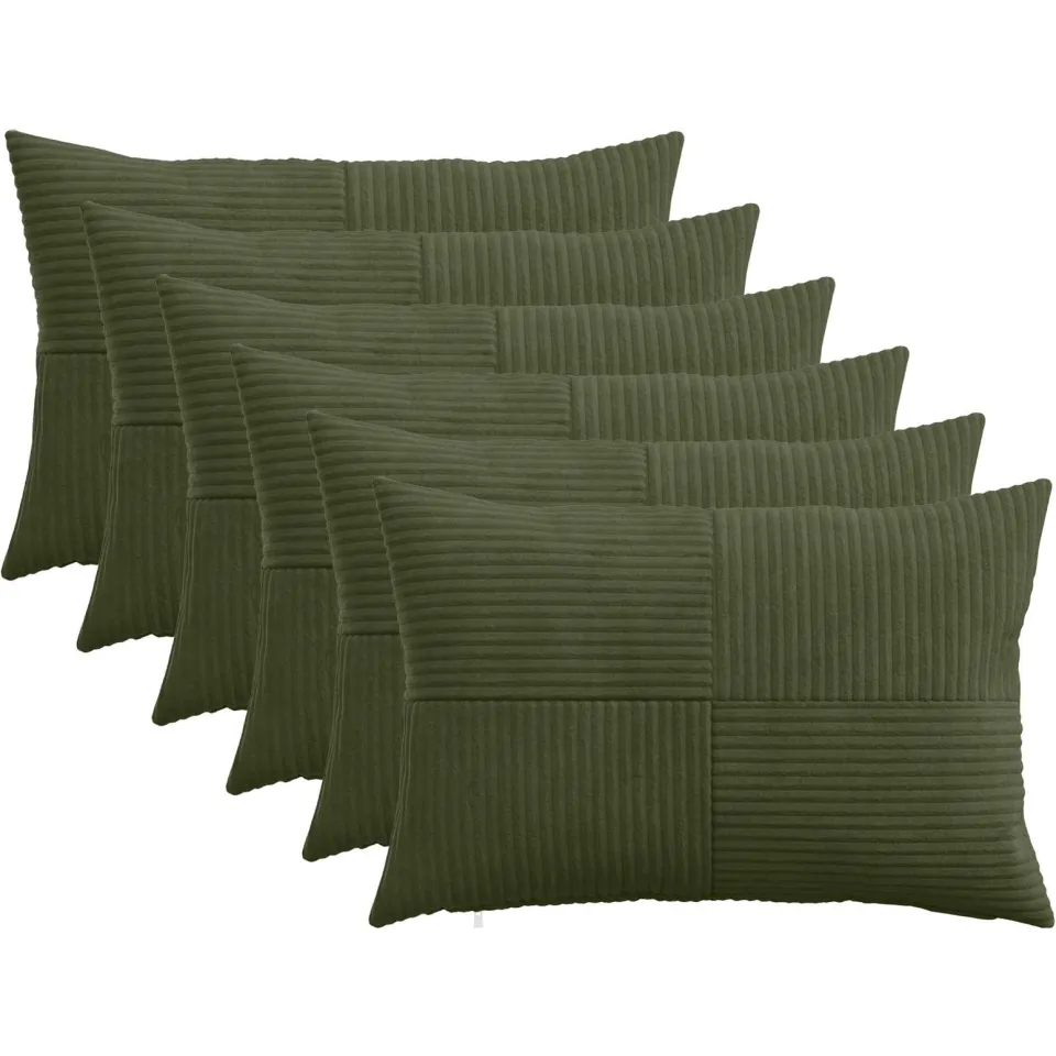 vidaXL Kussensloop 6 st ALMELO Groen 50 x 75 cm corduroy, foto 3