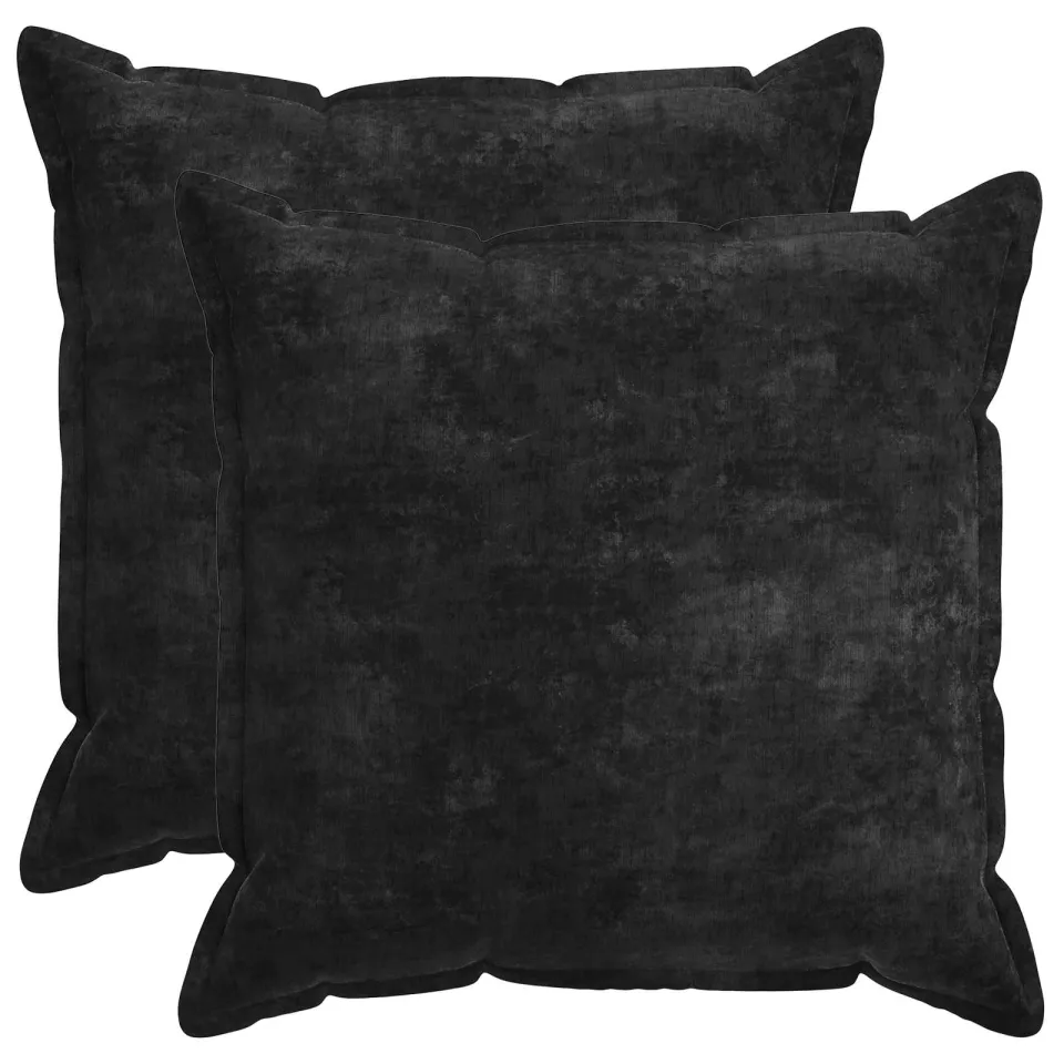 vidaXL Kussensloop 2 st HOUTEN Antraciet 65 x 65 cm Chenille Stof, foto 3
