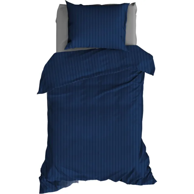 Satin D Or SATIN D'OR SATIJN Dekbedovertrek 140x200/220 streep nightblue Blauw