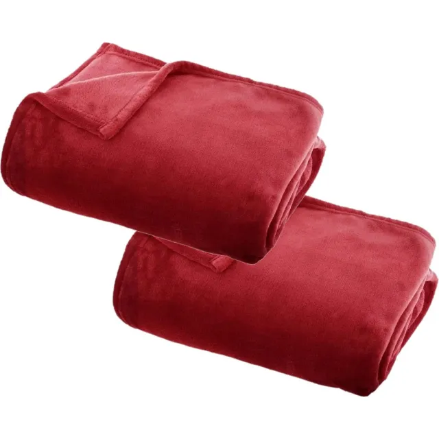 Atmosphera Plaid deken - 2x - rood - polyester - 125 x 150 cm - Bed/bankdeken - Fleece plaid - Lekker warm