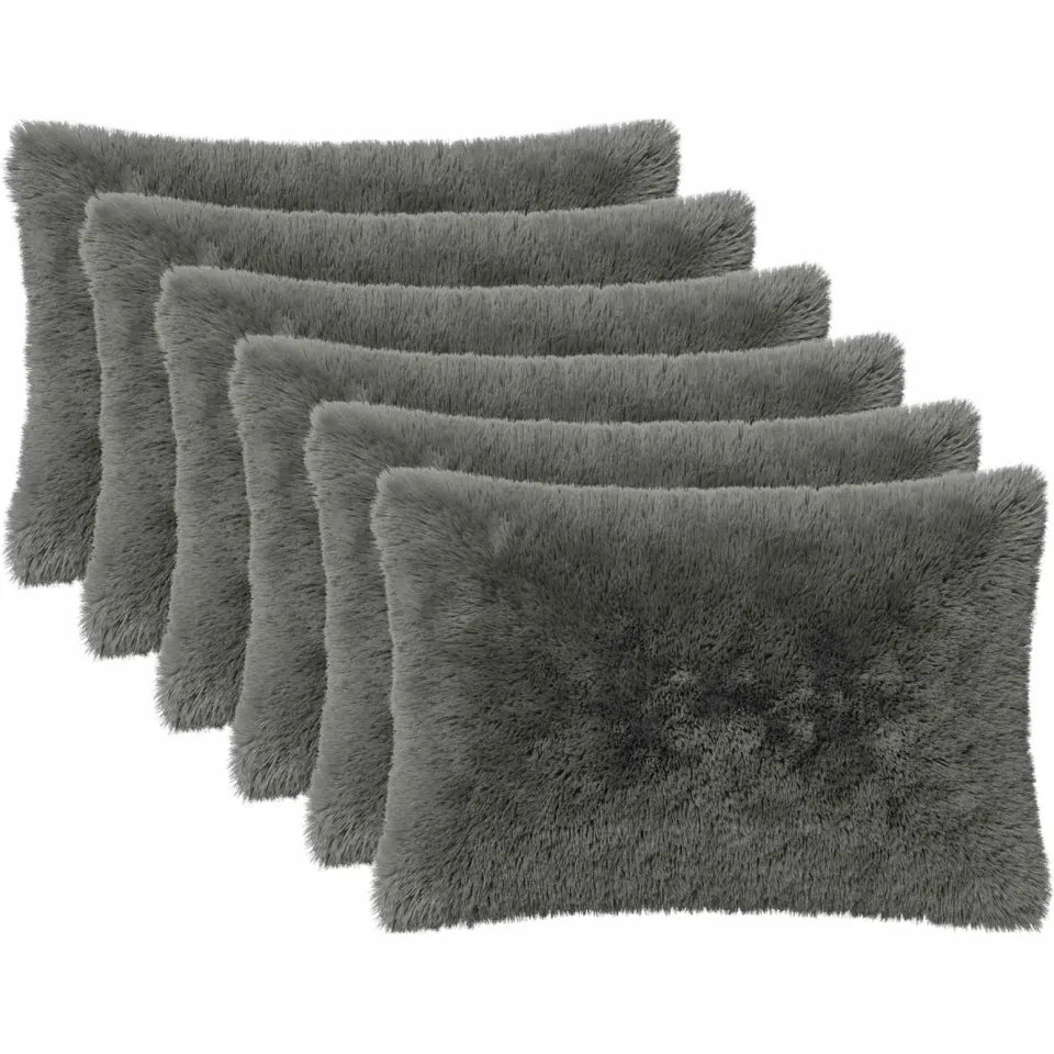 vidaXL Kussensloop 6 st HEERLEN Lichtgrijs 40 x 60 cm PV Fleece, foto 3