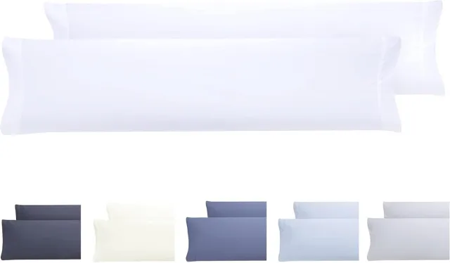 Famanu Set van 2 kussenslopen, extra zachte microvezel, hypoallergeen, 150 x 40 cm, wit