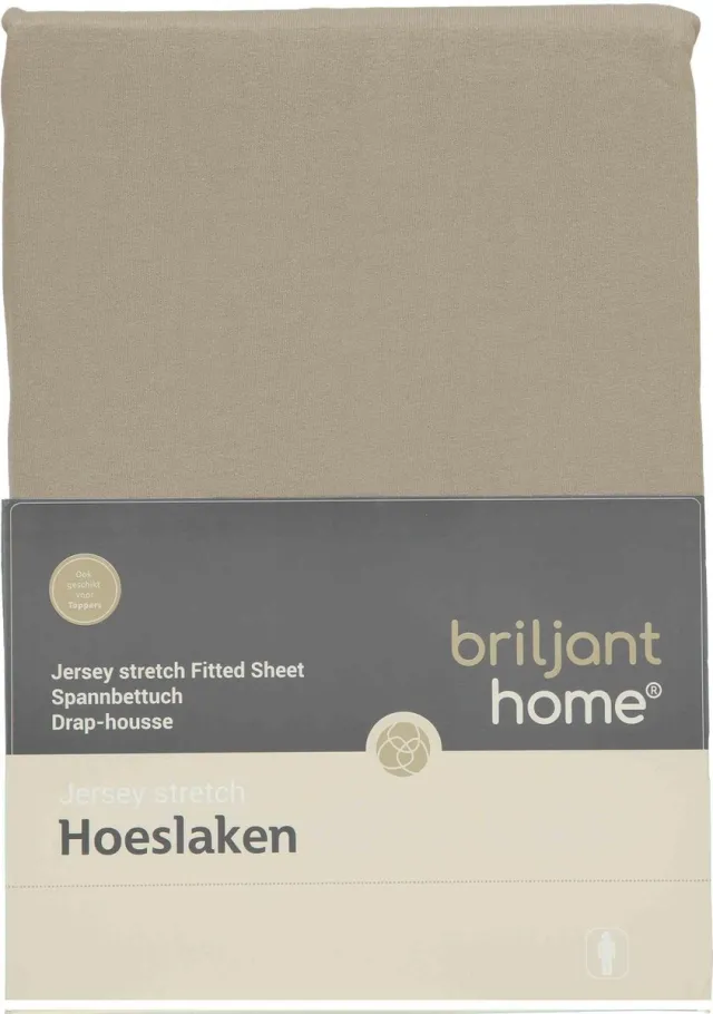 Briljant Home Hoeslaken Jersey 140 x 200 - Taupe