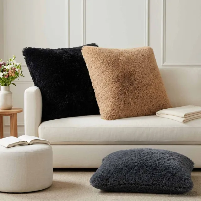 vidaXL Kussensloop 6 st HEERLEN Zwart 80 x 80 cm PV Fleece