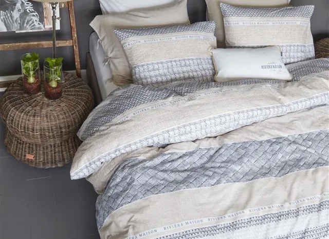 Riviera Maison Woven Nature Dekbedovertrek - Eenpersoons - 140x200/220 cm - Grey Antraciet