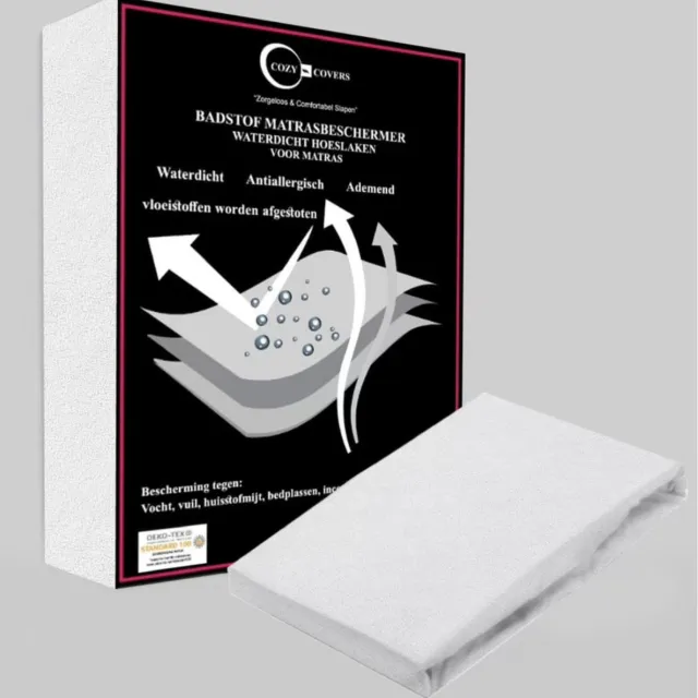 Cozy Covers Waterdicht Hoeslaken voor matras-Anti bacterieel-Rondom Elastiek-180x220 +30cm Hoekhoogte -2persoons - Wi Wit