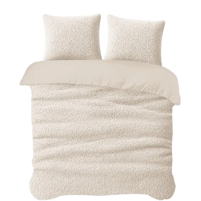 iSleep Dekbedovertrek Teddy - Tweepersoons - 200x200/220 cm - Taupe