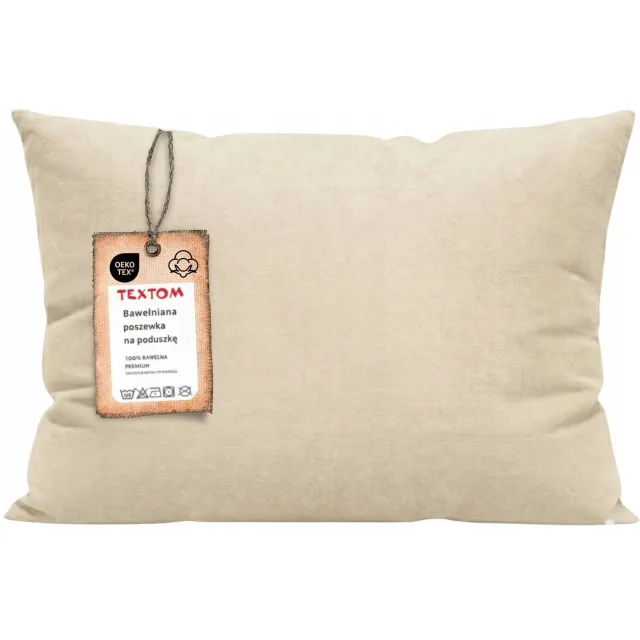 Textom Katoenen Kussensloop 50x60cm Crème met Verborgen Rits - Hoge Kwaliteit