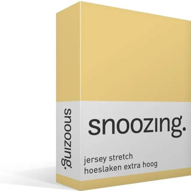 Snoozing Jersey Stretch - Hoeslaken - Extra Hoog - Eenpersoons - 90/100x200/220 cm - Geel