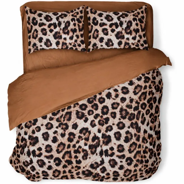 Eleganzzz Dekbedovertrek Leopard - Brown - Dekbedovertrek 240x200/220cm - Micropercal - Lits Jumeaux - Dekbedovertrekken - Panterprint Dekbedovertrek
