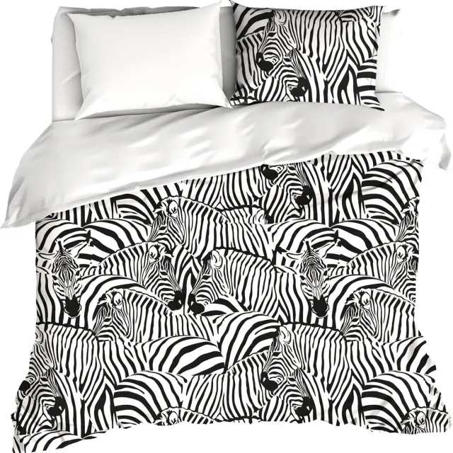 De Witte Lietaer Dekbedovertrek Zebra Eggshell - Tweepersoons - 200 x 200/220 cm - Katoen Satijn