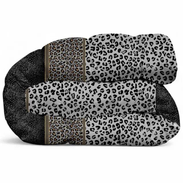 bedlin Premium Dekbed bedrukt - Zonder hoes ( 2 in 1 ) - Tweezijdig - 240 x 220 cm - Chic Panter / Flowers Zwart