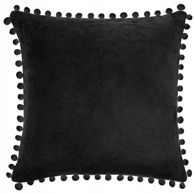 Spod Igły i Nitki Decoratieve Kussenhoes 40x40 cm - Zwart Microvezel met Pompons