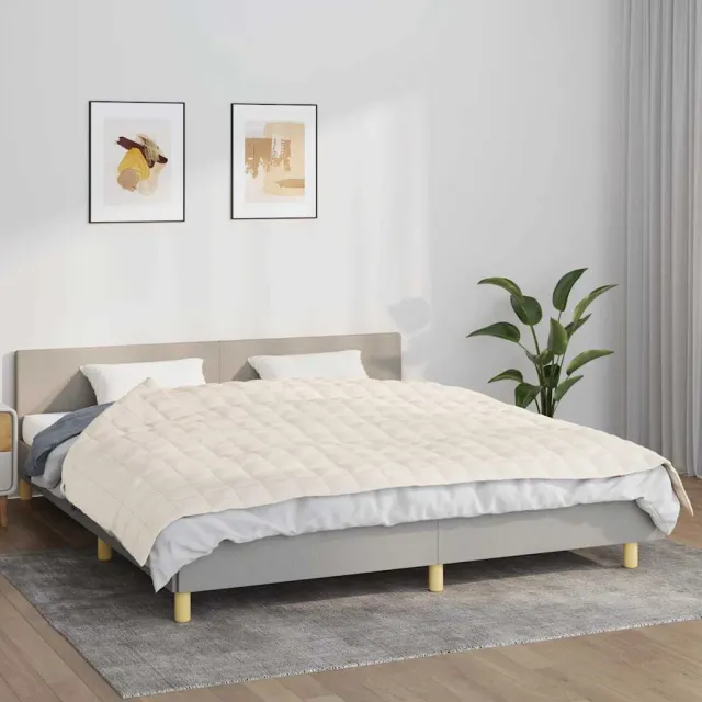 vidaXL Verzwaringsdeken 155x220 cm 7 kg stof lichtcrèmekleurig crème, foto 2