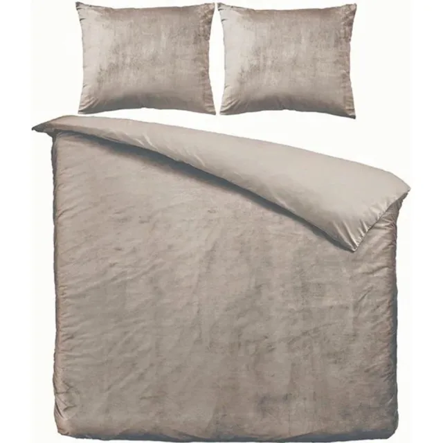 Zavelo Dekbedovertrek Velvet Comfort Taupe-1-persoons (140 x 200/220 cm) Beige