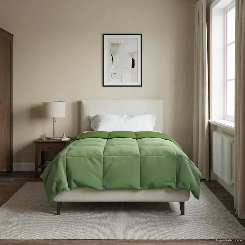 vidaXL Zomer Dekbed 135 x 200 cm Zomer Microfiber (100% polyester) groen, foto 4
