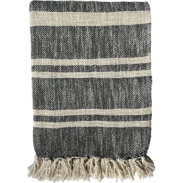 Home Society Plaid Bahia Black 2x10x130cm zwart