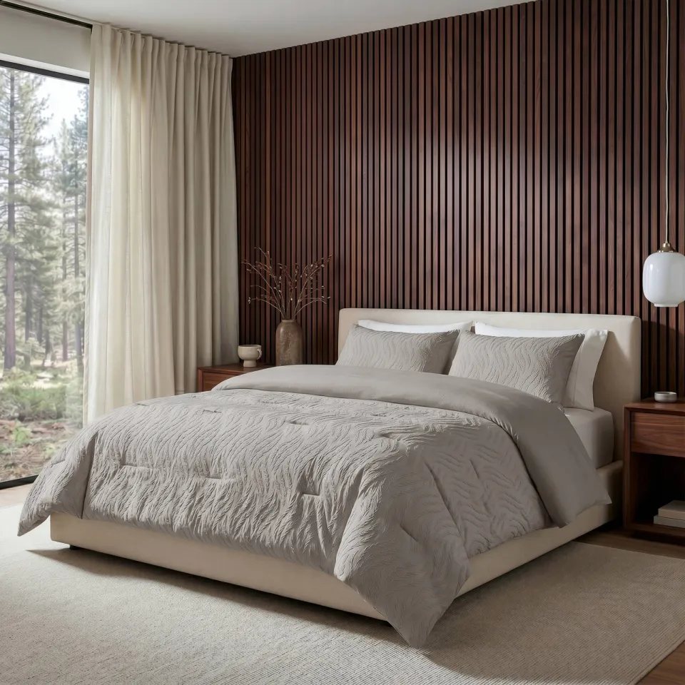 Sleeptime Lazy 3D embossed synthetisch enkel dekbed - taupe, foto 2