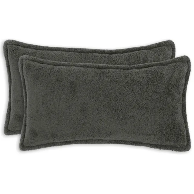 vidaXL Kussensloop 2 st HOUTEN Donkergrijs 40 x 80 cm Bouclé