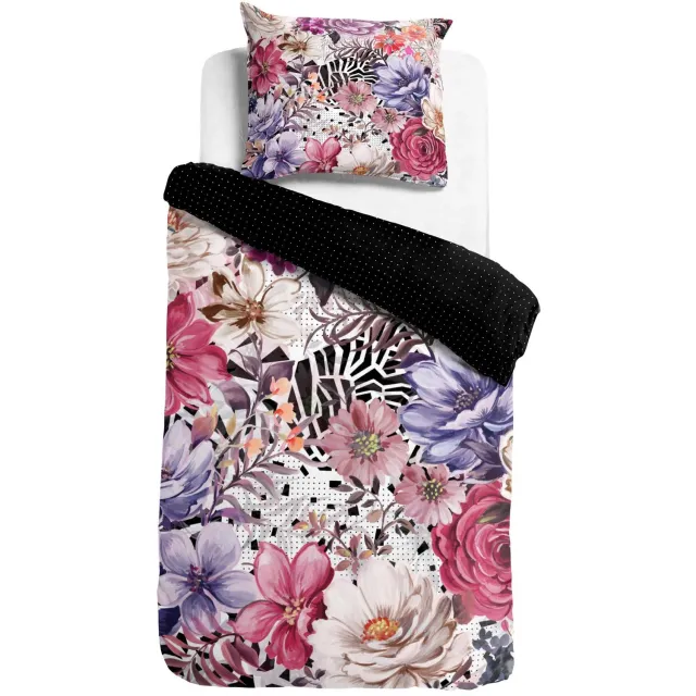 Melli Mello Daydreamer - Dekbedovertrek - Katoensatijn - Warm - Luxe - Paars Roze Bloemen