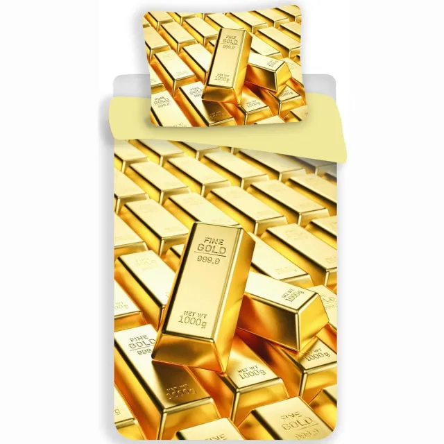 Sweet Home Dekbedovertrek Gold Bars - Eenpersoons - 140 x 200 / 70 x 90 cm - Polyester Geel