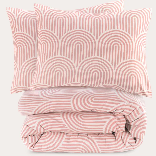 NOUS Living Rainbow katoenen grafische 2-persoons dekbedovertrek 200x220 cm - roze