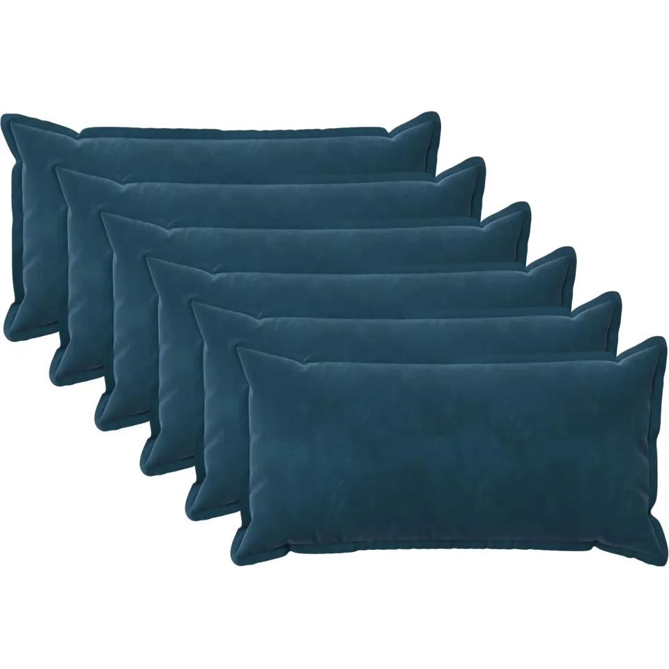 vidaXL Kussensloop 6 st HOUTEN Blauw 40 x 70 cm Fluweel, foto 3