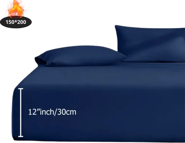 Livano Hoeslaken Set - Inclusief Kussensloop - 3 Delige Set - Beddengoed - Fitted Sheet - Pillow Case - Bed - Blauw 150 x 200