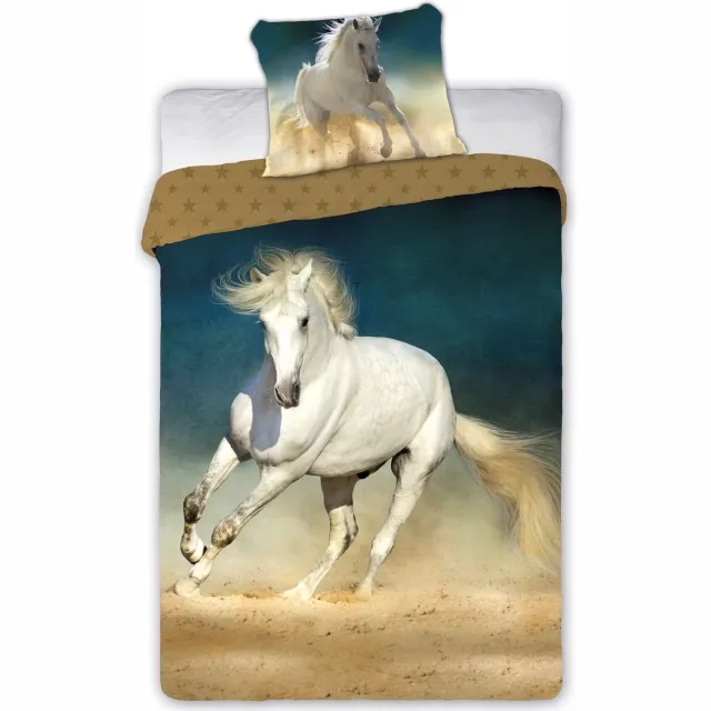 Animal Pictures Dekbedovertrek Paard - Eenpersoons - 140 x 200 / 70 x 90 cm - Katoen Wit