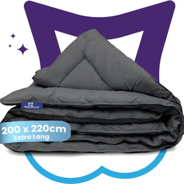 Slaapspeciaal Eazydekbed Hotel Grijs - Wasbaar Dekbed - Dekbed zonder Overtrek - Hoesloos Dekbed - All Year Dekbed - 2 in 1 Dekbed - Dekbed met Vaste Overtrek - Gekleurd Dekbed - 200x220 cm
