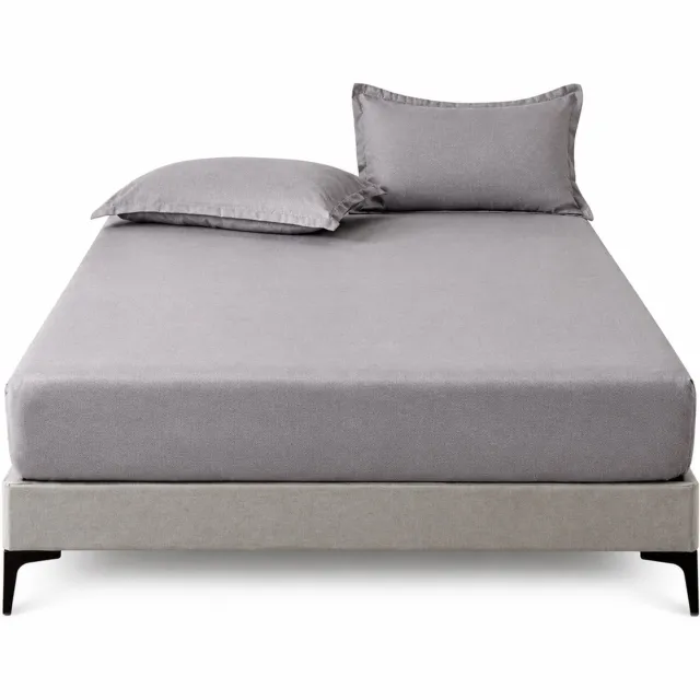 SWGOTA Lichtgrijs hoeslaken 160 × 200 cm van polyester, effen beddengoed