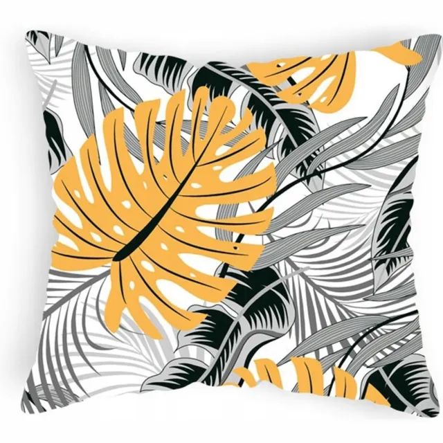 Designpremium Dekokussenhoes Monstera 70x80 cm Katoen - Grijs & Geel