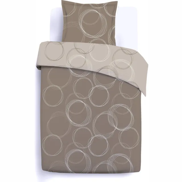 VISION home VISION Lenny - Tweezijdig omkeerbaar Dekbedovertrekset - 100% katoen: zacht en soepel - Dekbedovertrek met 1 bijhorende sloop - Beige - Oekotex gecertificeerd Taupe