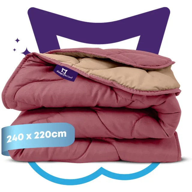Slaapspeciaal Eazydekbed Series Vintage Rose/Taupe - Dekbed zonder Overtrek - Wasbaar Dekbed - Zomerdekbed - Hoesloos Dekbed - 2 in 1 Dekbed - Dekbed met Vaste Overtrek - 240x220 cm