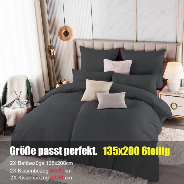 Famanu Dekbedovertrekset 135 x 200 cm 6-delig microvezel antraciet Grijs