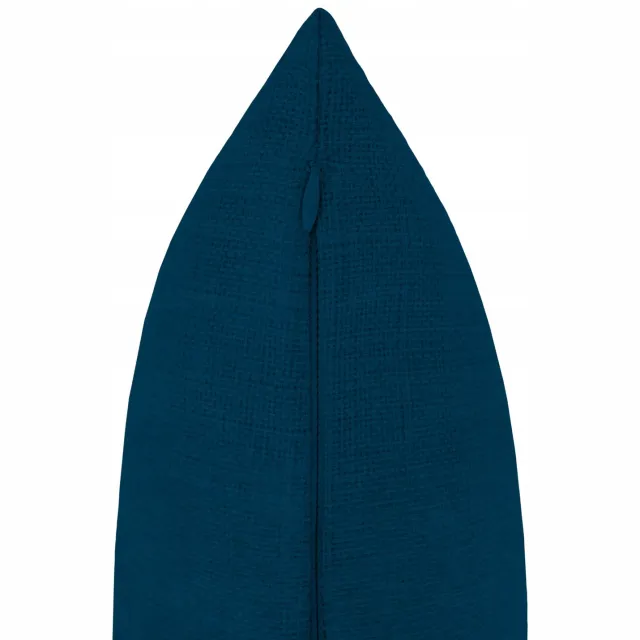 DOMAREX Decoratieve Kussenhoes 30x50cm - Navy Blauw, Retro Stijl met Houten Knop
