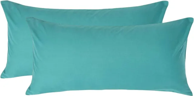 Homescapes Kussensloop 40x80 cm Set van 2 – Petrol – 100% Egyptisch Perkal Katoen – 200 TC