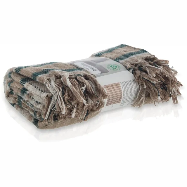 hikemeister Meisterhome® Luxe Katoenen Plaid – Schotse Ruit Tartan Beige/Groen – 130 × 160 cm – Zachte Geruite Deken – Retro & Vintage – Geschikt voor Bank, Woonkamer, Slaapkamer, Picknick, Strand & Camping – Warm, Ademend & Comfortabel – Noodpakket