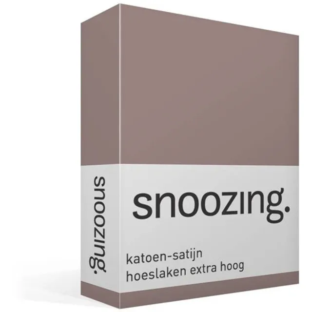 Snoozing Katoen-satijn - Hoeslaken - Extra Hoog - Lits-jumeaux - 200x200 cm - Taupe