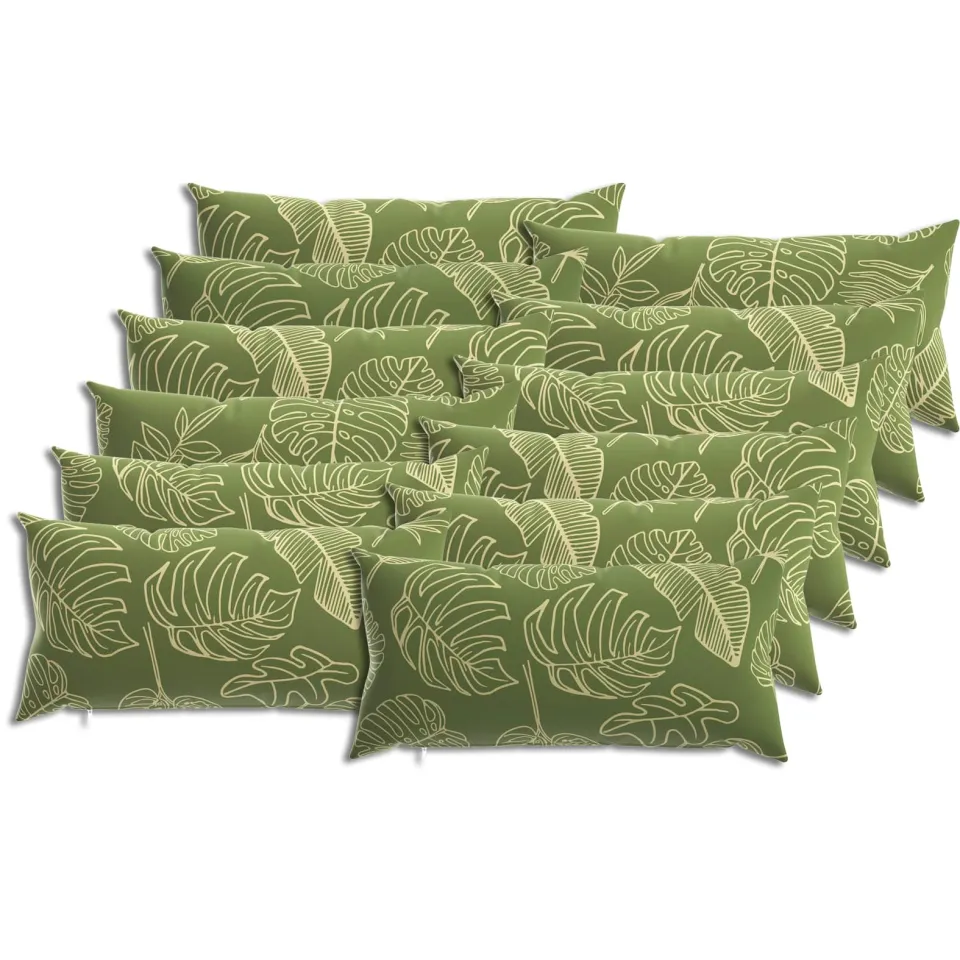 vidaXL Kussensloop 12 st HEERLEN Bladontwerp 40 x 80 cm Polyester groen, foto 3