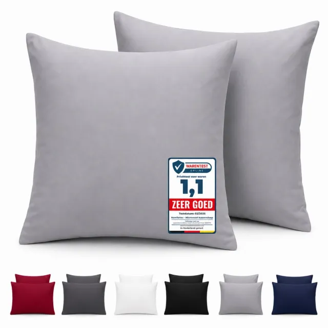 Komfortec Set van 2 Premium Kussenslopen 50x50 cm - Superzachte Kussenhoes - 100% Microvezel - 120g/m² - Grijs