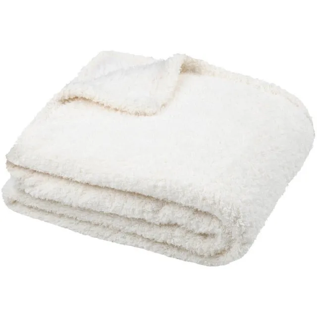 Stof Textiles Plaid/bankdeken Montreal - wit - 130 x 160 cm - harige polyester stof - 1 persoons