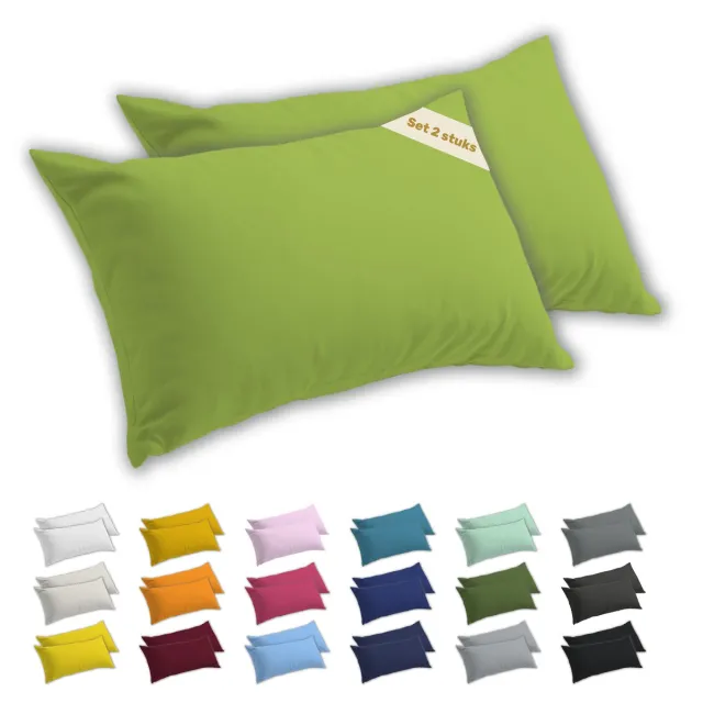 lavea Kussenslopen 50x70 cm Set van 2 – Kussenhoezen van 100% Zachte en Ademende Jersey Katoen met YKK Ritssluiting – Appelgroen
