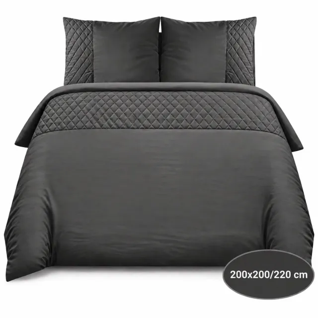 Roden Blue Diamond Dekbedovertrekset - 200x200/220 - Antraciet - Donkergrijs - Strijkvrij - Anti allergeen - 2 Kussenslopen