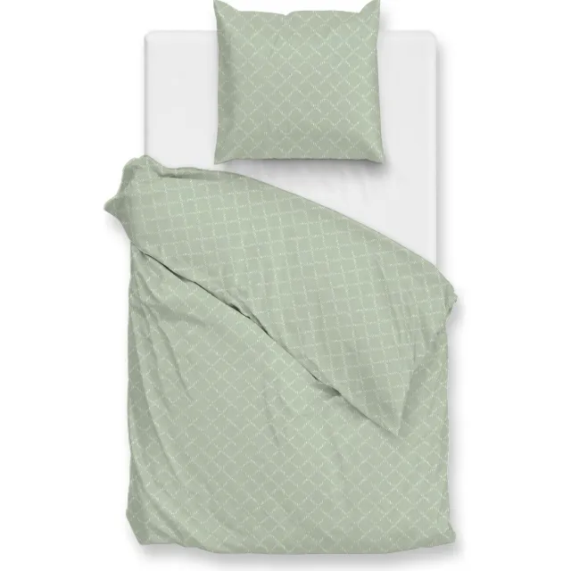 Zohome Linea-di-Satinado Dekbedovertrek - 100% Katoen-Satijn - Groen Foam Green
