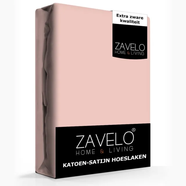 Zavelo Hoeslaken Katoen Satijn Poeder Roze- 1-persoons (70x200 cm)