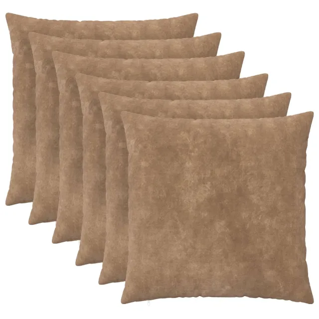 vidaXL Kussensloop 6 st HEERLEN Taupe 80 x 80 cm Microfiber Fleece