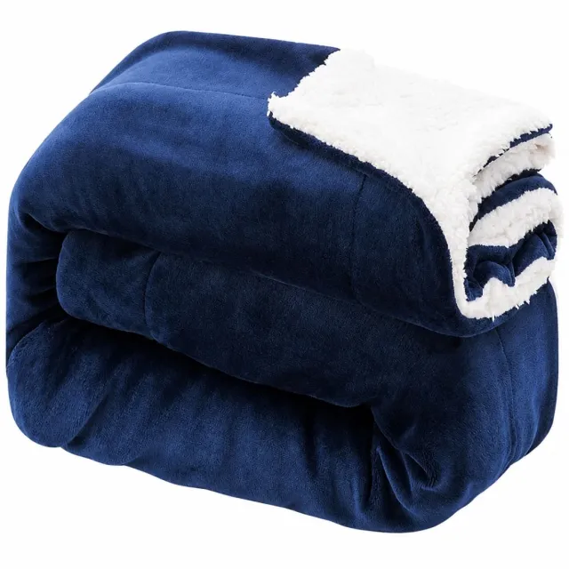 Ceruzo Sherpa Fleece Deken 150x200 cm - Konings Blauw - Zachte Plaid - Wasbaar 30°C