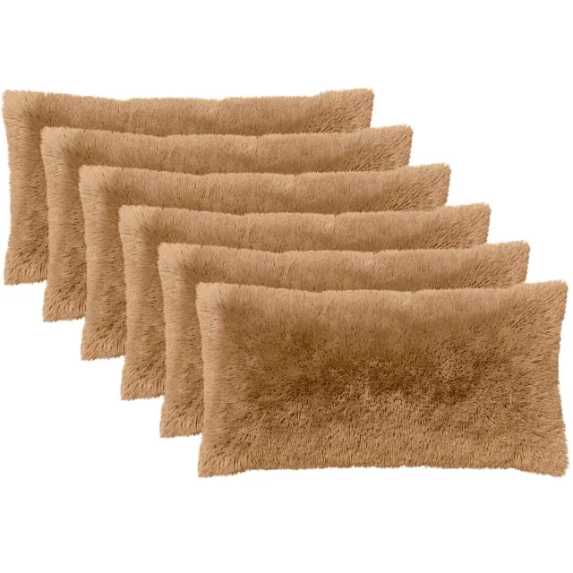 vidaXL Kussensloop 6 st HEERLEN Taupe 40 x 70 cm PV Fleece