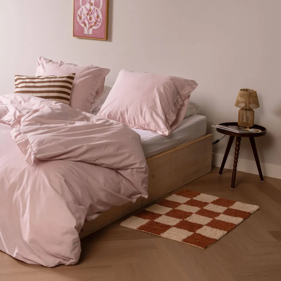 Dindi Home katoenen dekbedovertrek 2-persoons roze met ruffles (200x220 cm), foto 2